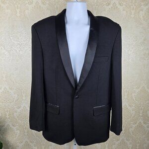 Blu Martini Size Medium Black Tuxedo Jacket Satin Lapels 1 Button Front Closure